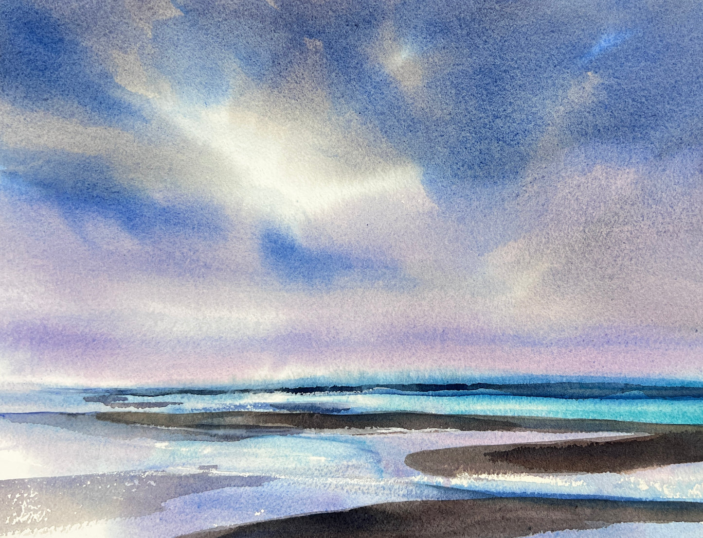original watercolor beach painting