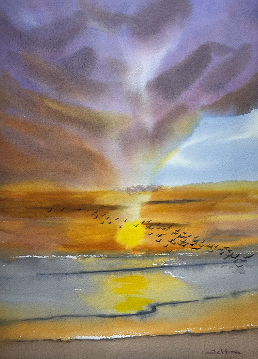 ‘Morning’ original beach watercolor painting