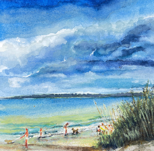 Dog Beach Ponce Inlet Original Watercolor Painting