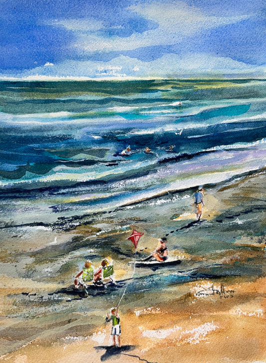 original beach watercolor landscape painting