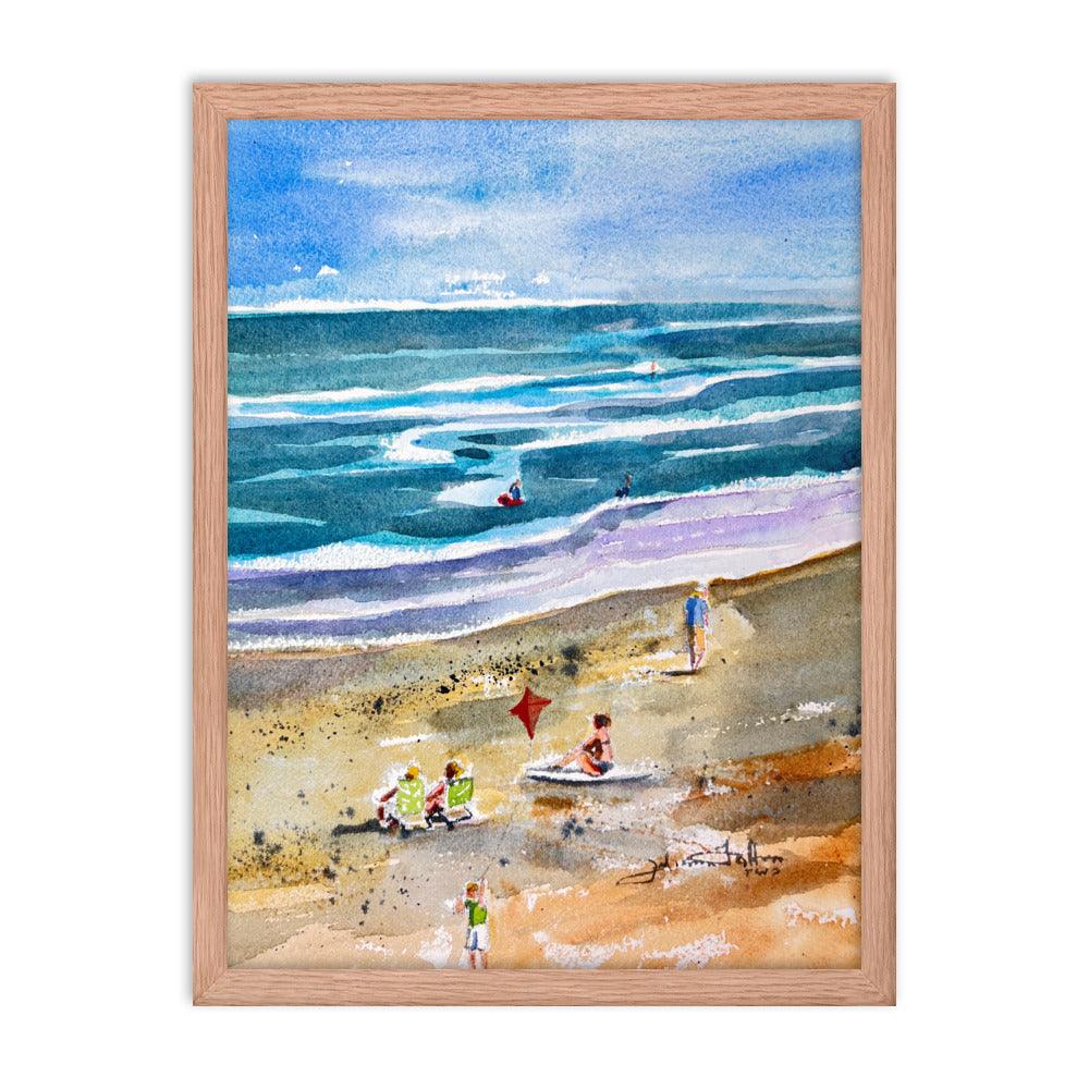 Beach people framed watercolor print - Julianne Felton