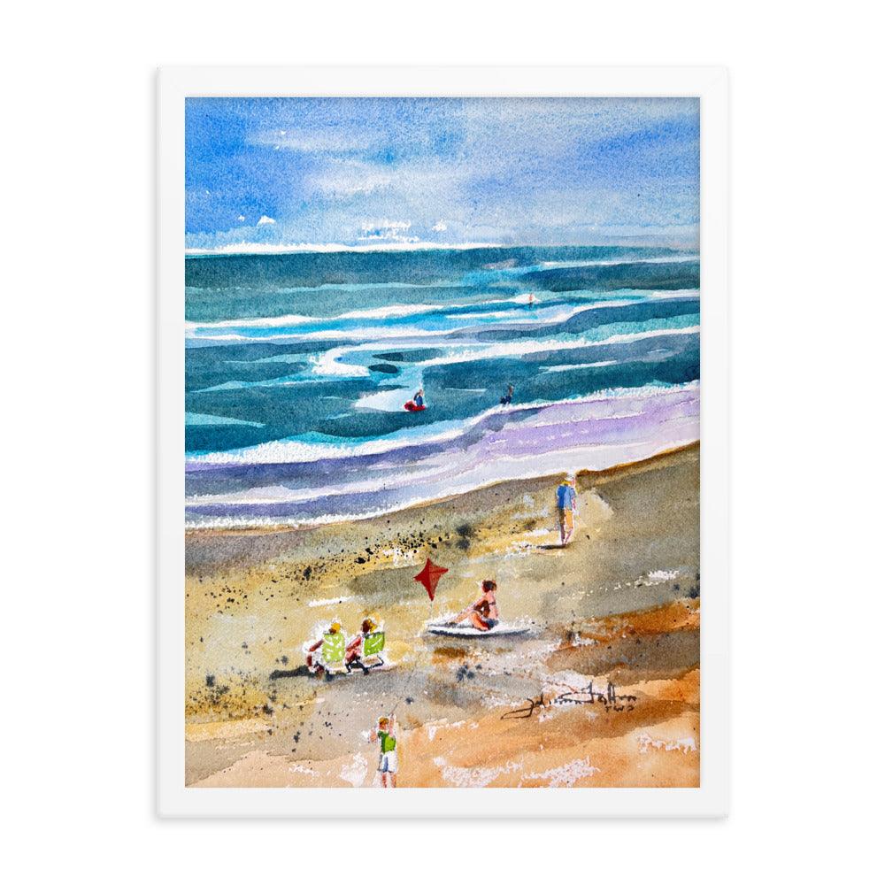 Beach people framed watercolor print - Julianne Felton