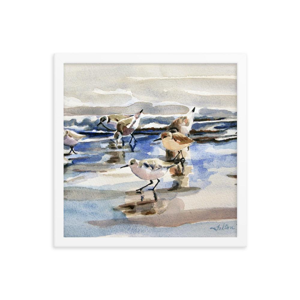 Beach Sandpipers framed watercolor print - Julianne Felton