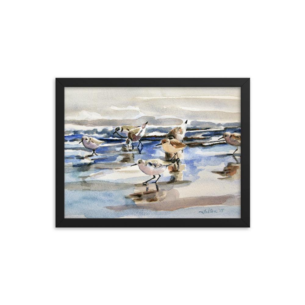 Beach Sandpipers framed watercolor print - Julianne Felton