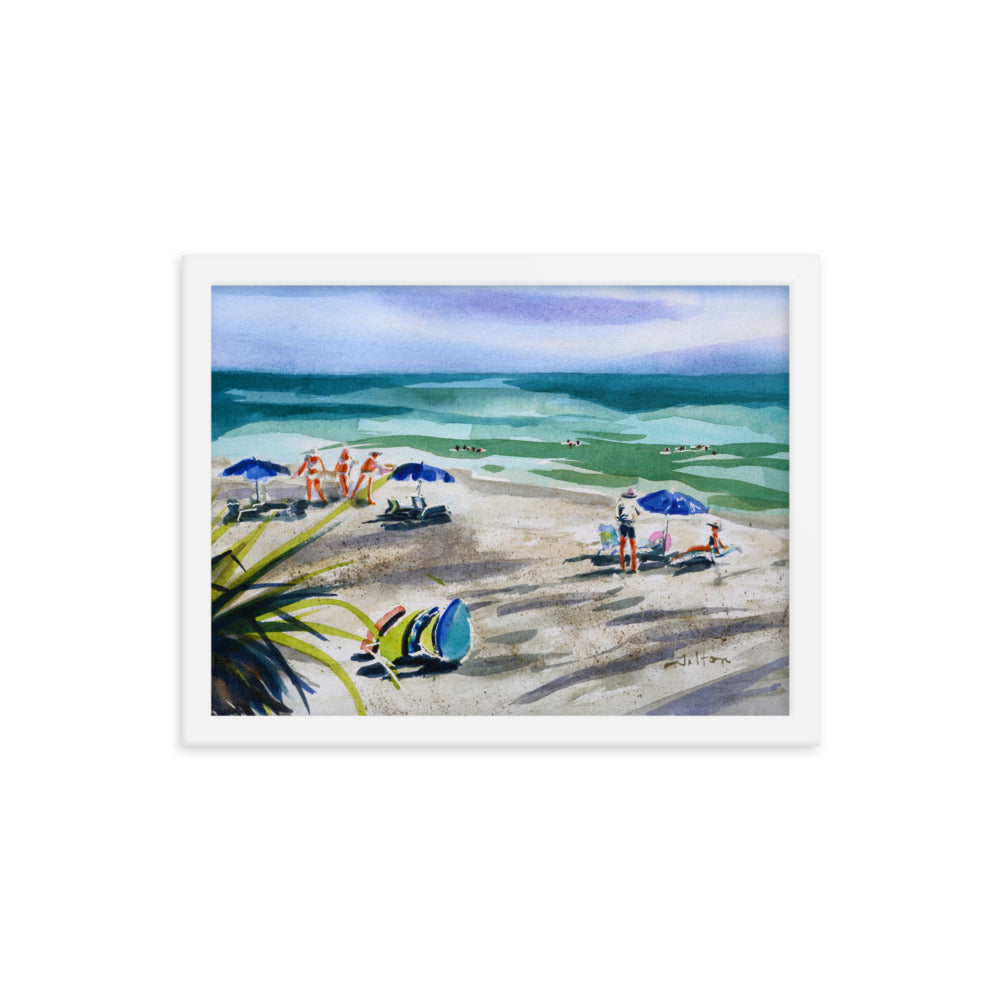 Island Day from above framed watercolor print