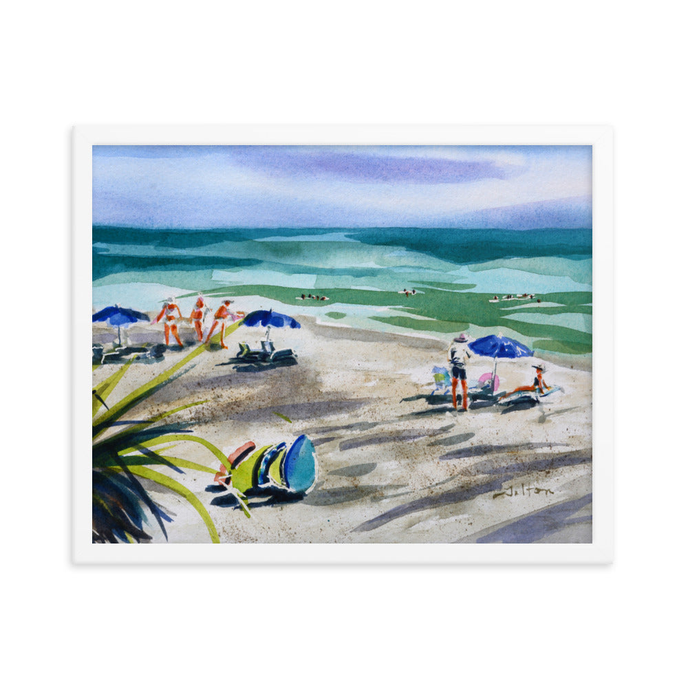 Island Day from above framed watercolor print