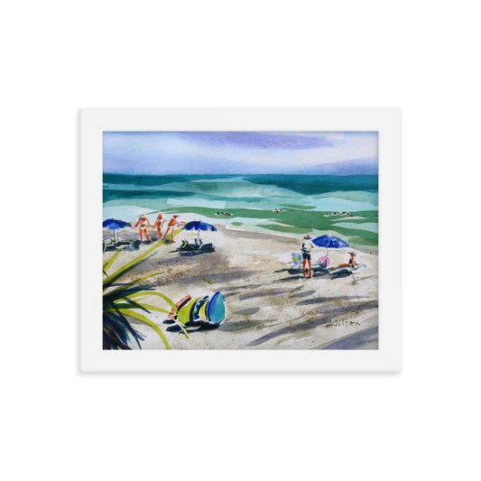 Island Day from above framed watercolor print