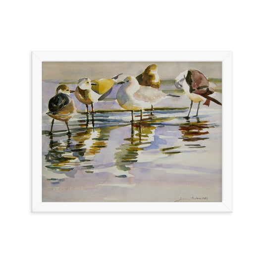 Gull Family framed watercolor print - Julianne Felton