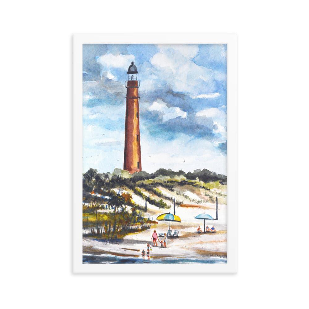 Ponce Inlet Lighthouse and beach Framed poster - Julianne Felton