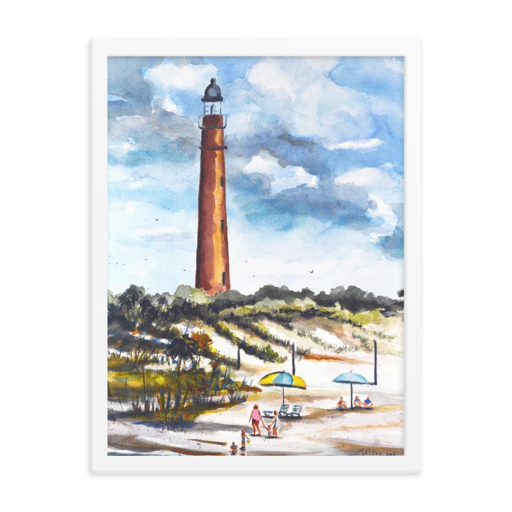 Ponce Inlet Lighthouse and beach Framed poster - Julianne Felton