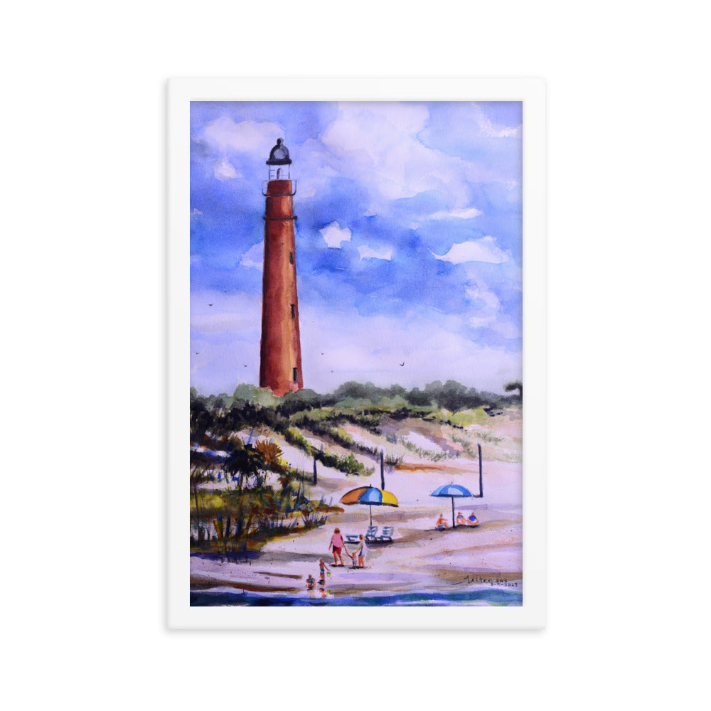 Ponce Inlet Lighthouse framed watercolor print