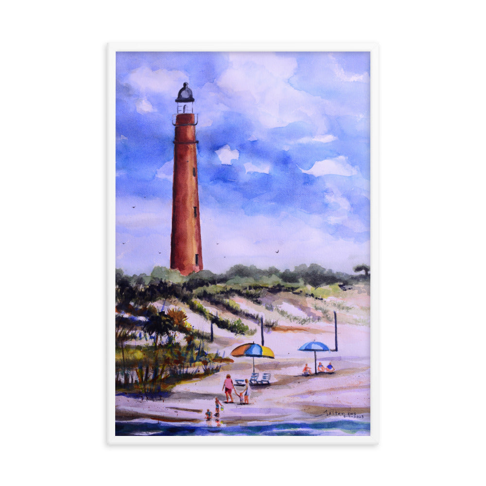 Ponce Inlet Lighthouse framed watercolor print