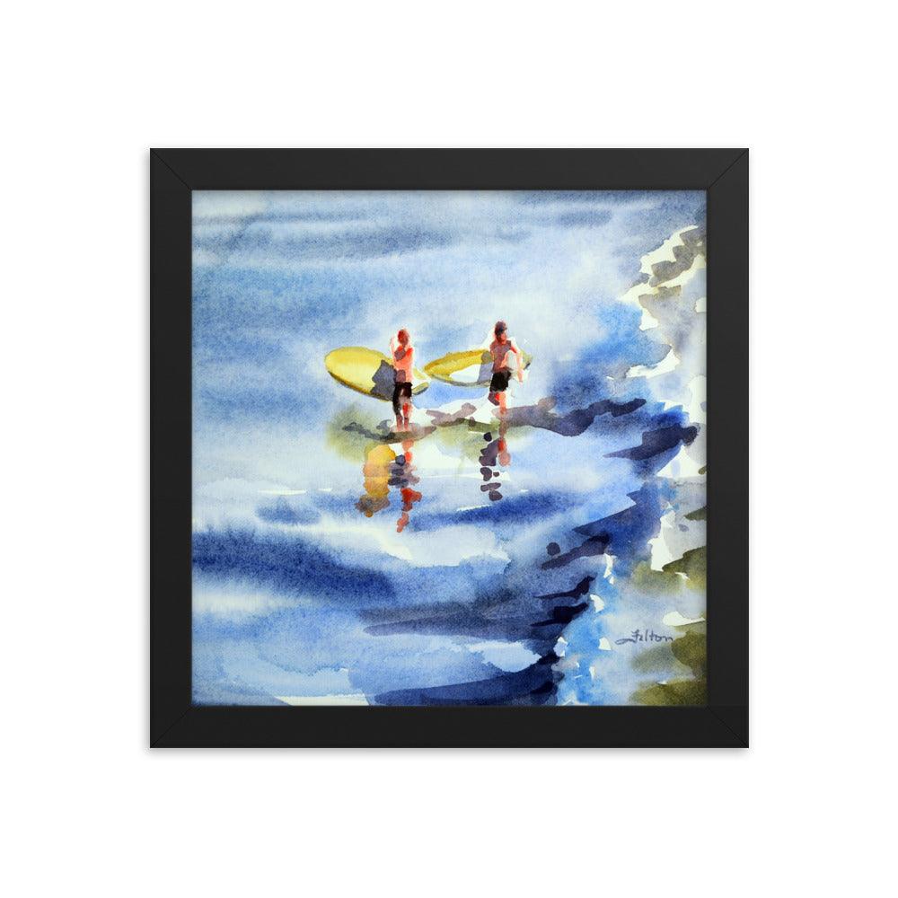 Surfer boys framed watercolor print - Julianne Felton