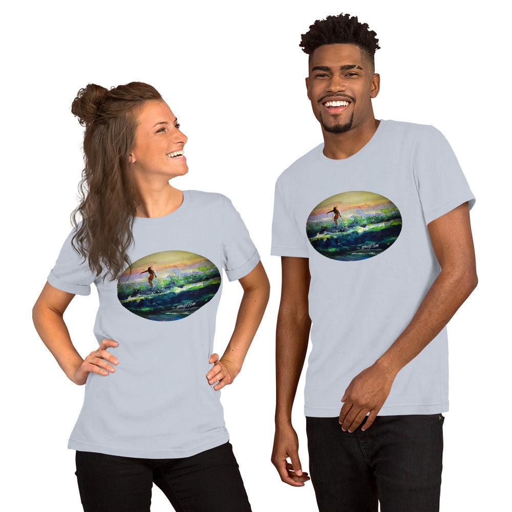 Surfer Unisex watercolor design t-shirt - Julianne Felton