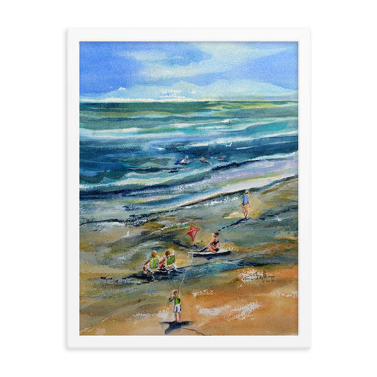 View from the pier framed watercolor print - Julianne Felton