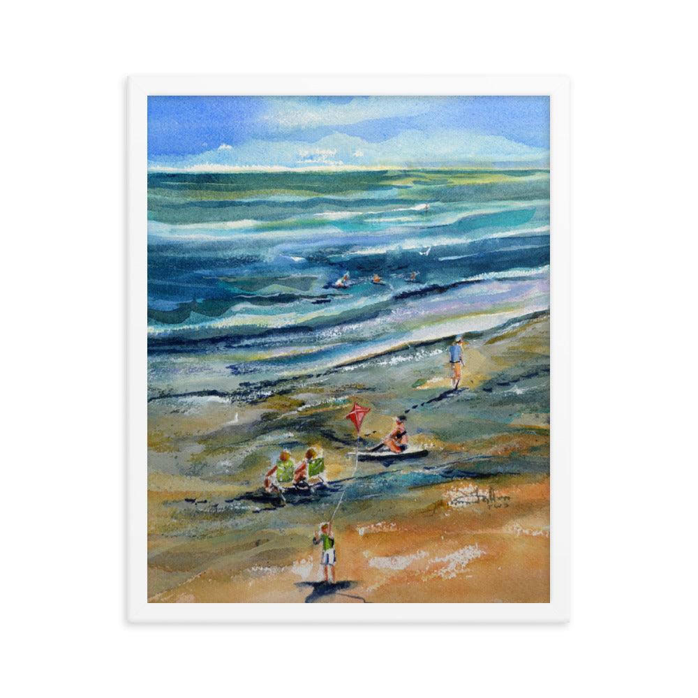 View from the pier framed watercolor print - Julianne Felton